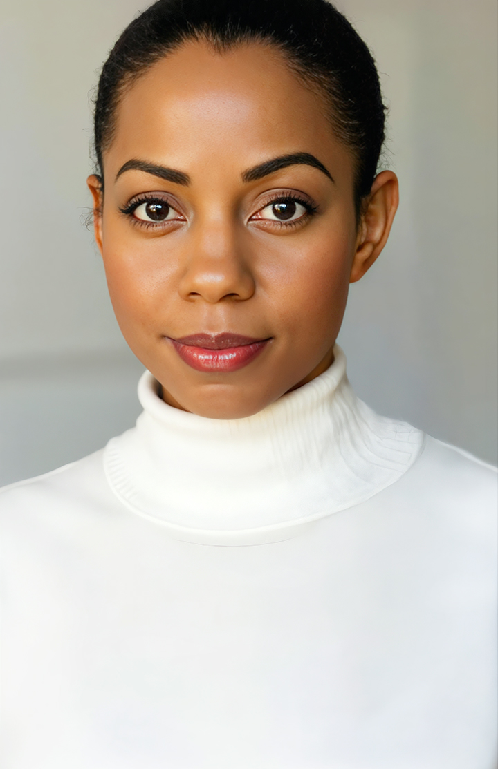 Sashani Nichole professional actor headshot in a white turtleneck